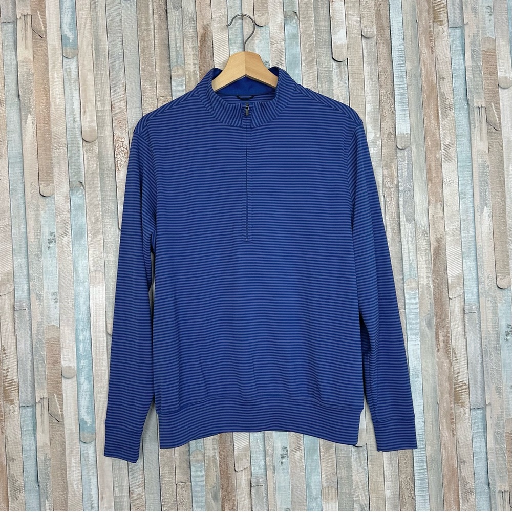 Donald Ross S Blue Striped Golf Performance Half 1/2 Zip Fairway Pullover Top - Picture 1 of 7